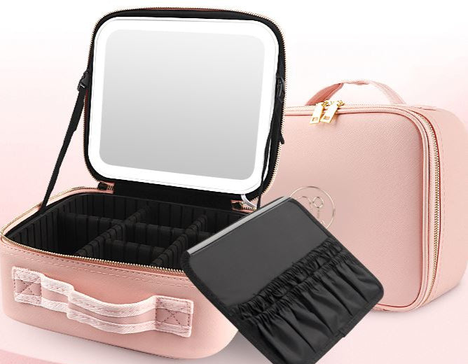 Organizador de maquillaje portátil con espejo LED | GlowUp PRO™